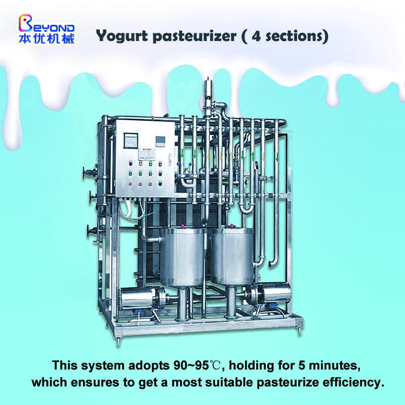 Pasteurizador de yogur (4 secciones)