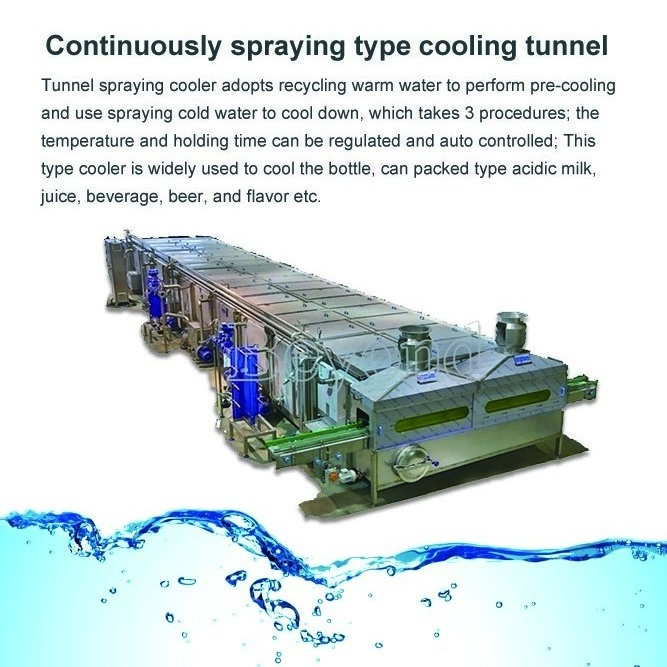 Continuously spray type cooling tunnel