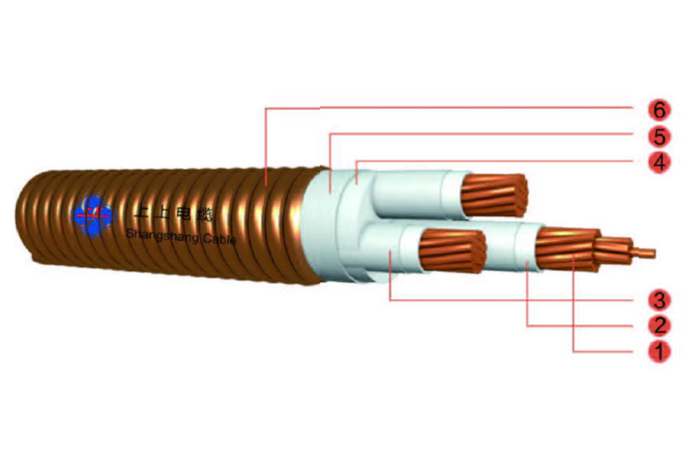 Cable incombustible flexible revestido de cobre con aislamiento mineral inorgánico 0.6/1kV, tipo RTTW