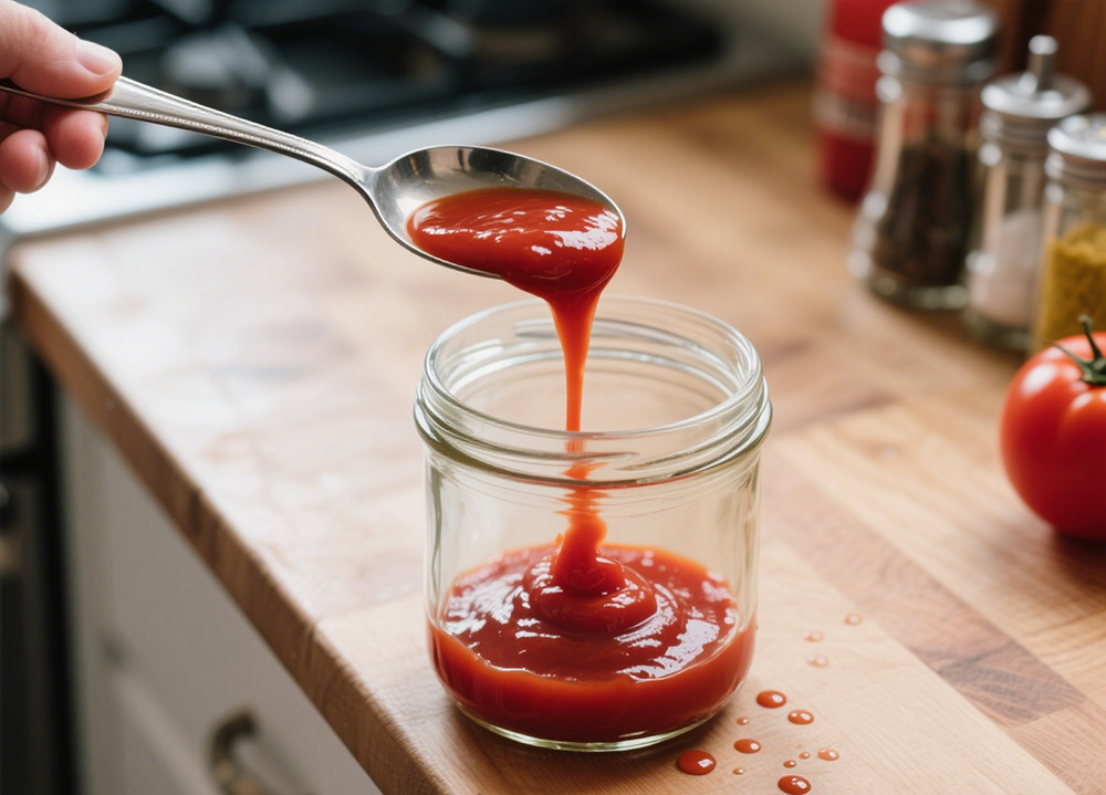 manually filling tomato sauce manually filling tomato sauce