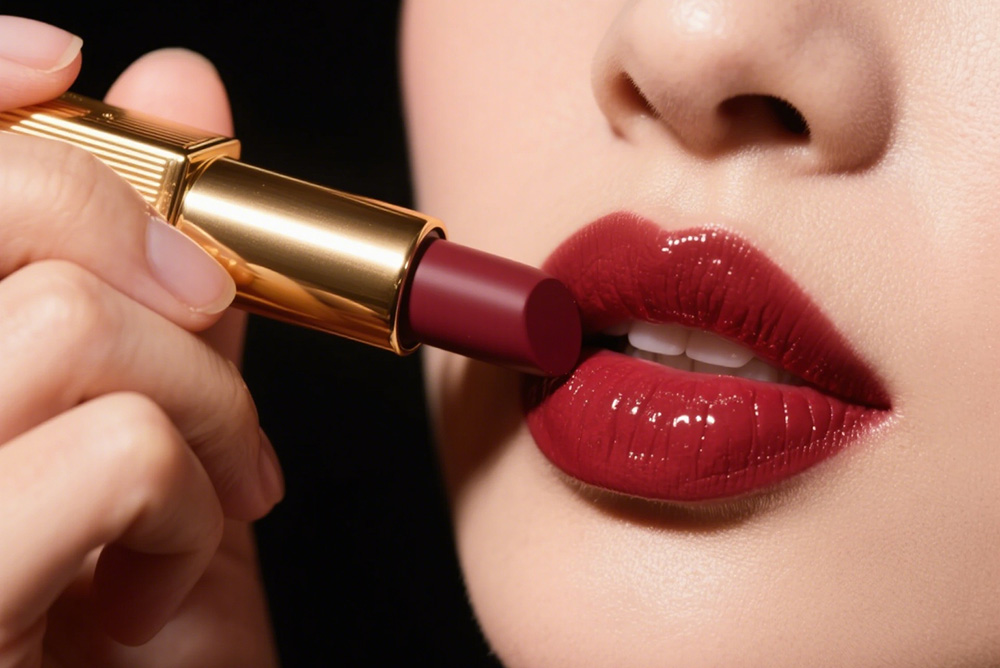 Wearing lipstick Wearing lipstick