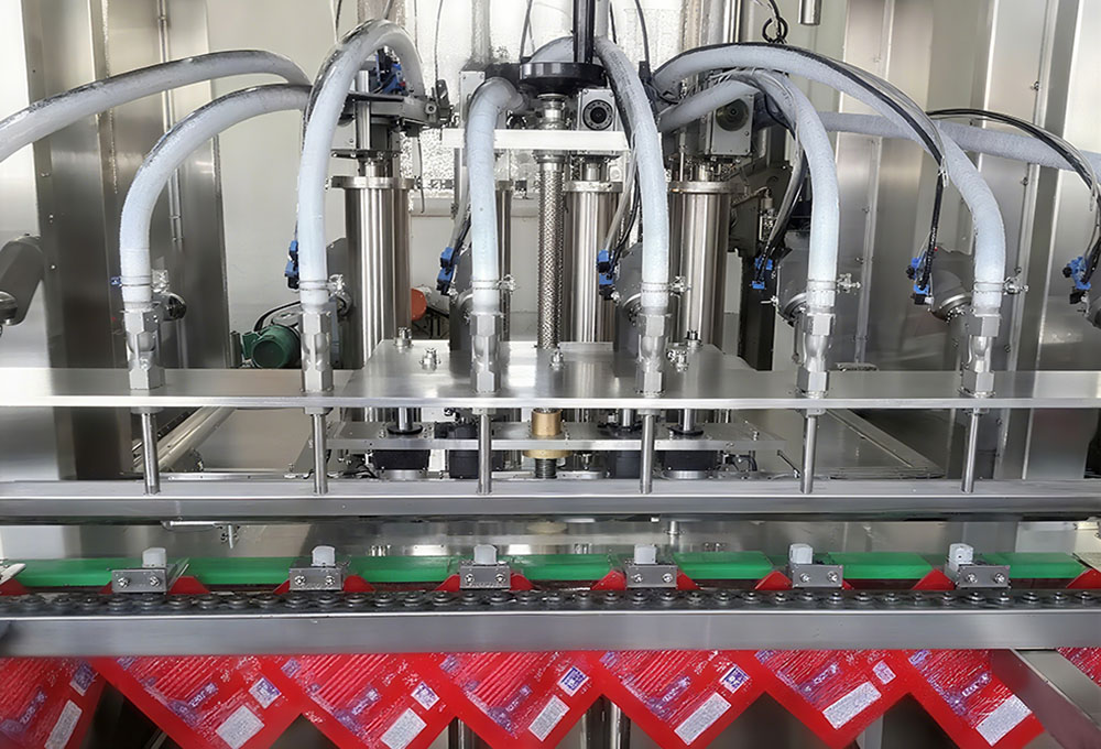 ketchup is being packaged ketchup is being packaged