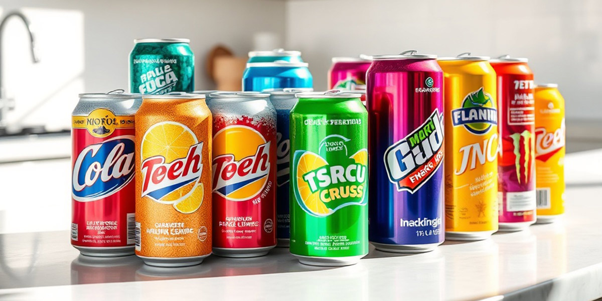 Canned products with labels attached Canned products with labels attached