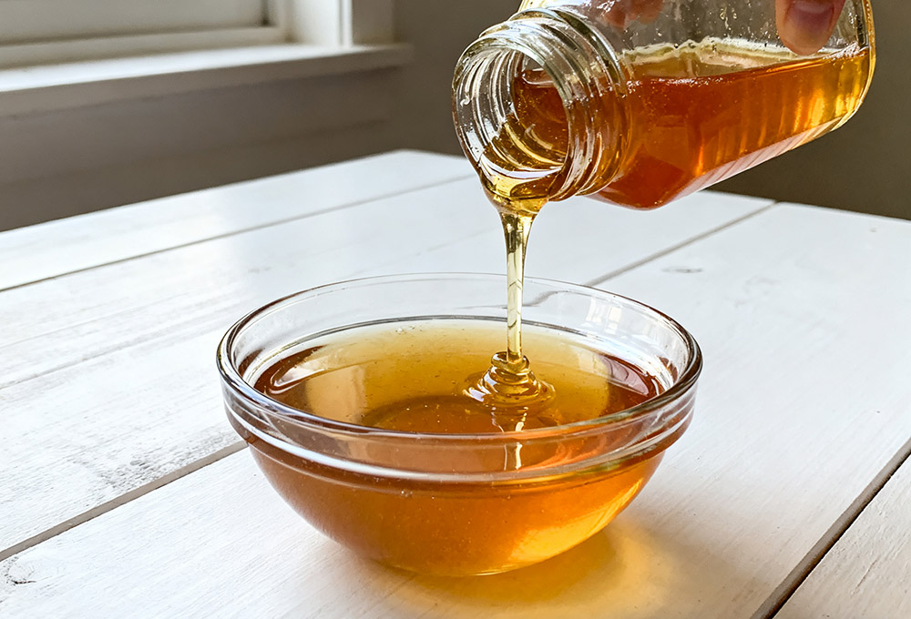 pour honey into the bowl pour honey into the bowl