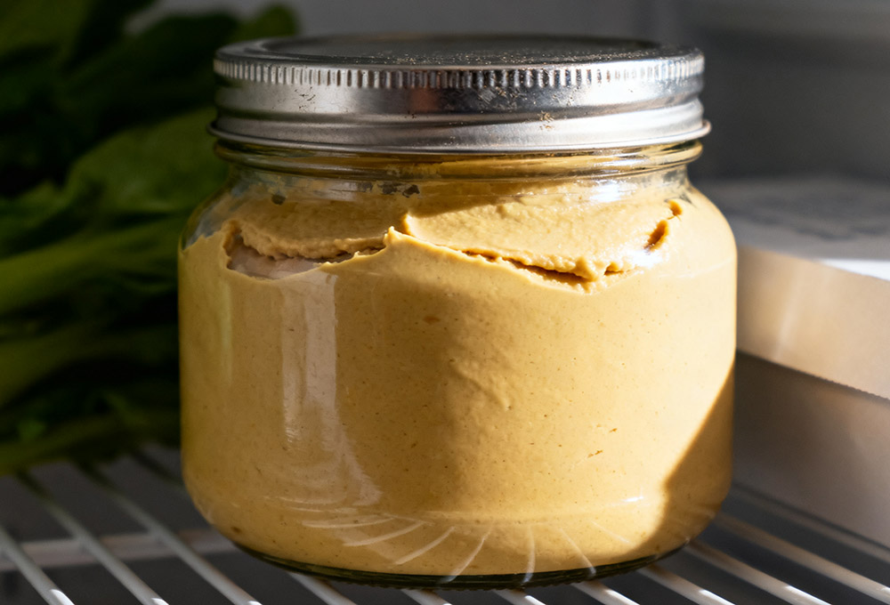 hummus stored in the refrigerator hummus stored in the refrigerator