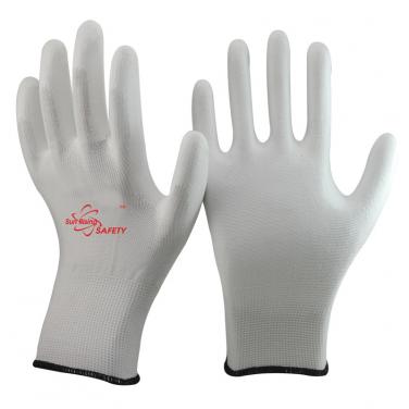 13 Gauge Polyester Knitted PU Palm Coated Work Gloves PU1350P-W