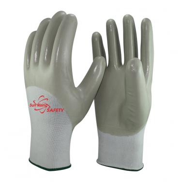 13 Gauge Polyester liner Nitrile Half Coated Gloves NY1355P