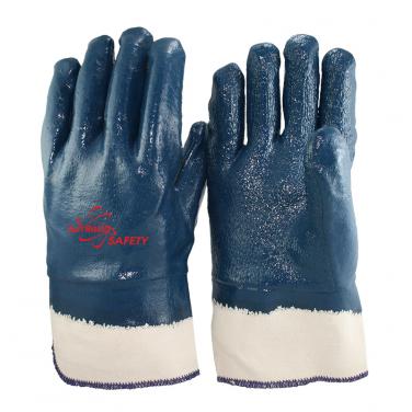 Jersey and Terry Liner Heavy Duty Nitrile Coated Canvas Cuff Gloves NBR4530T