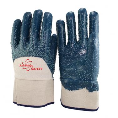 Jersey Liner Heavy Duty Nitrile Half Coated Rough Finish Gloves NBR4230R