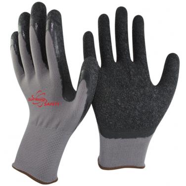 13 Gauge Polyester Knitted Liner Crinkle Latex Palm Coated Work Gloves NM1350P