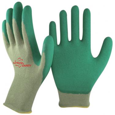13 Gauge Bamboo Fibre Knitted Liner Foam Latex Palm Coated Work Gloves BB1350F-GN