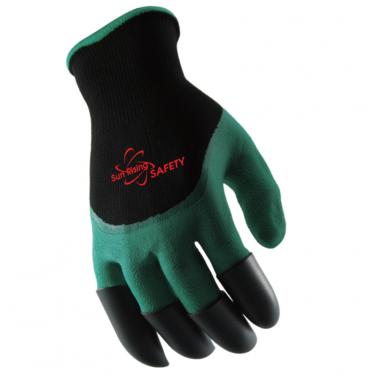 Nylon Knitted Liner Foam Latex 3/4 Coated With 4 Claws Gardening Gloves NM1355F-CL