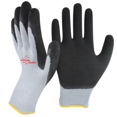 10 Gauge Polycotton Knitted Liner Foam Latex Palm Coated Work Gloves NM10920F-GR/BLK