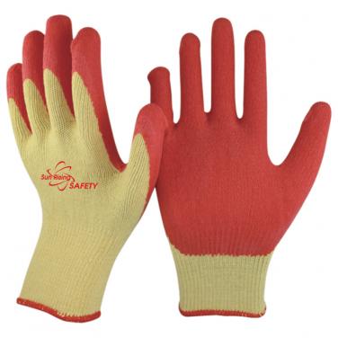 10 Gauge Economical Polycotton Knitted Liner Crinkle Latex Palm Coated Work Gloves NM10902E