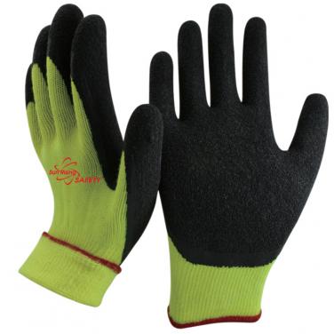 10 Gauge Acrylic Knitted Liner With Cottony Inside Crinkle Latex Coated Winter Work Gloves NM10930