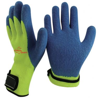7 Gauge Arcylic Knitted Liner Crinkle Latex Coated With Magic Buckle Winter Work Gloves NM007M-HY/B