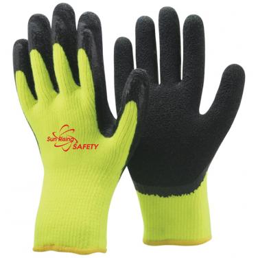 7 Gauge Arcylic Knitted Liner With Cottony Inside Foam Latex Coated Winter Work Gloves NM007F