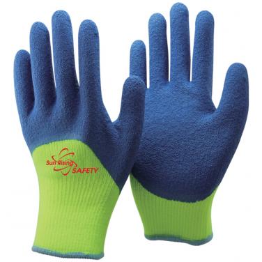 7 Gauge Arcylic Knitted Liner With Cottony Inside Half Coated Crinkle Latex Winter Work Gloves NM0075-HY/B
