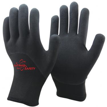 Double Liner With Cottony Inside Half Coated Foam Latex Winter Work Gloves NM1355DF