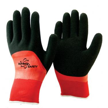 Double Liner Double Coated Latex Winter Work Gloves NM1359DC-OR/BLK