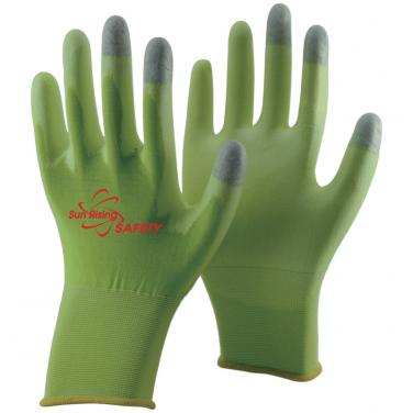 18 Gauge Hi-viz Green Nylon Knitted Liner PU Palm Coated Touch Screen Gloves PU1850T-HG