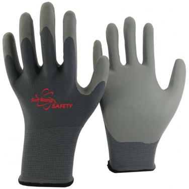 13 Gauge Grey Nylon Knitted Liner Palm Coated Water-based PU Gloves WPU1350-GR