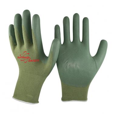 13 Gauge Bamboo liner Foam Nitrile Palm Coated Gloves BB1350FSB-GN