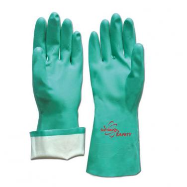 Green Nitrile Full Coated Gloves With Diamond Palm US11205
