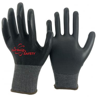 13 Gauge Black Cut Resisitant Liner Palm Coated Water-based PU Gloves DY1350-WPU-H