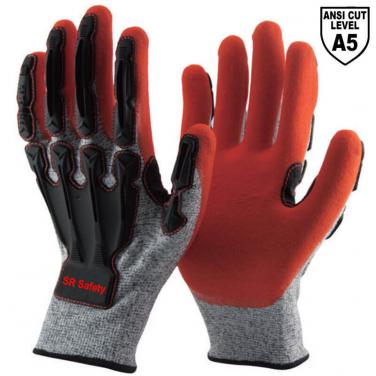 13 Gauge Grey Cut Resistant Liner Sandy Nitrile Palm Coated  Anti Impact Gloves DY1350AC-OR03