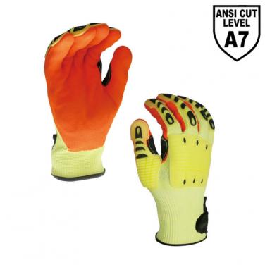 High Cut Resistant Knitted Liner Sandy Nitrile Palm Coated  Impact Resistant Glove DY1350AC