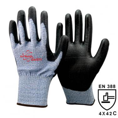 13 Gauge Soft Knitted  Liner Palm Coated PU High Cut Resistant Glove DY110-PU-HS