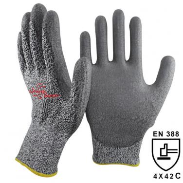 13 Gauge Cut C Quality Knitted Liner Palm Coated PU High Cut Resistant Glove DY110-PU-H