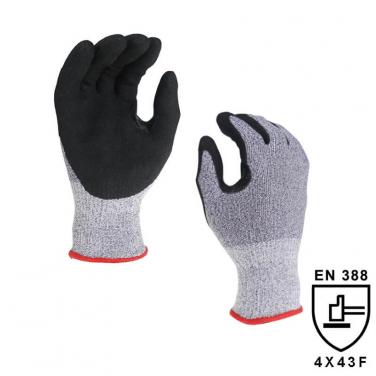 13 Gauge High Cut Resistant Level F Knitted  Liner Palm Coated Sandy Nitrile Glove DY1350A7