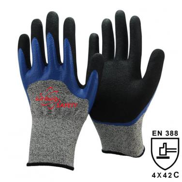 13 Gauge Cut Rsistant liner Nitrile Double Coated Gloves DY1355DC-B/BLK