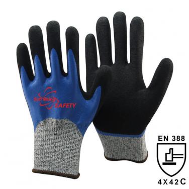 13 Gauge Cut Resistant Liner Nitrile Double Coated Gloves DY1359DC-B/BLK