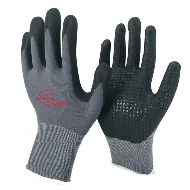 15 Gauge liner Micro Foam Nitrile Palm With Mini Nitrile Dots Gloves NY1350FD-GR/BLK