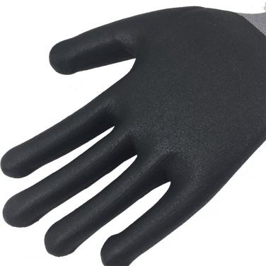 15 Gauge Nylon and Spandex liner Micro Foam Nitrile Palm Coated Gloves NY1350FRB-GR/BLK