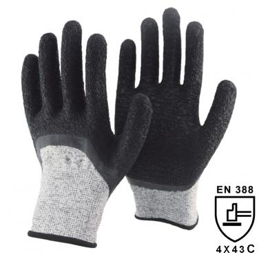 13 Gauge Anti-cut Knitted Liner Half Coated Crinkle Latex High Cut Resistant Gloves DY1355NM-H