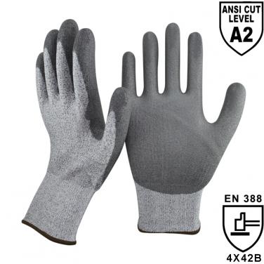 13 Gauge Grey Kintted Liner Palm Coated PU Cut Resistant Glove DY110DG-PU