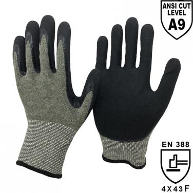 ANSI Cut A9 Sandy Nitrile Coated Gloves KV1350H