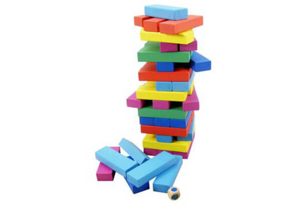 Colored layers of building blocks of toys