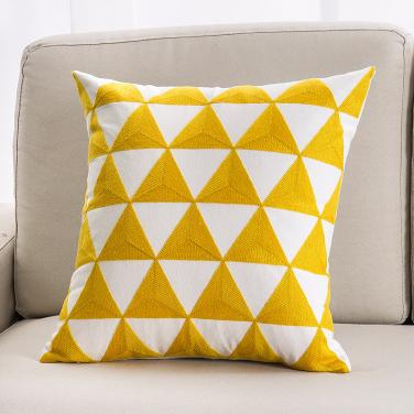Best quality Durable Cotton Linen Yellow Towel Embroidery sofa Throw Pillow Cover for home decor