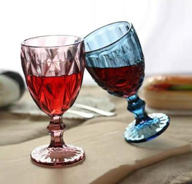 Purple embossment banquet glass goblet