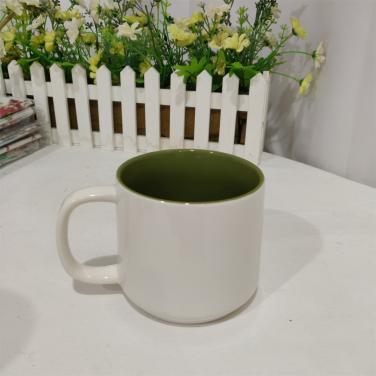 Inner green white ceramic coffee mug creative printing logo custom coffee mug