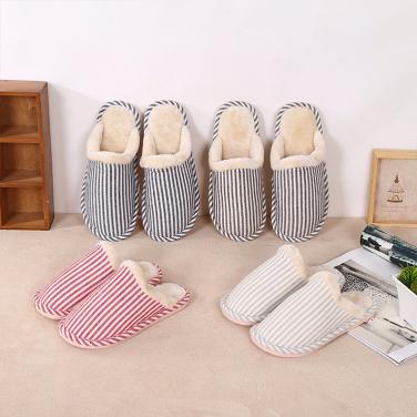 Cozy Winter Warm Memory Foam Coral Velvet Lined Indoor Outdoor House Slippers Pantuflas with Non-Slip Rubber Sole