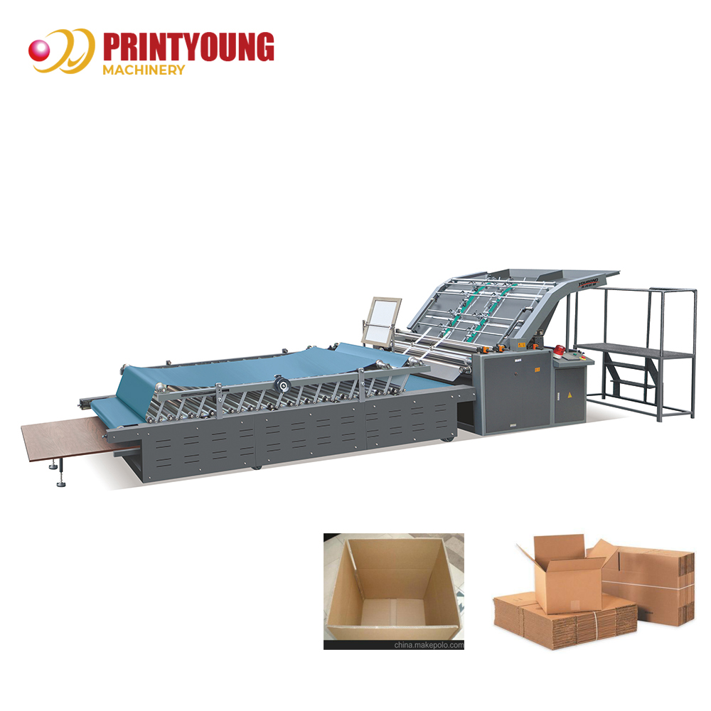 Máquina de fabricación de cartón corrugado de varias capas de alta precisión semiautomática PRY-1450B con vacío y laminado de flauta para cajas
