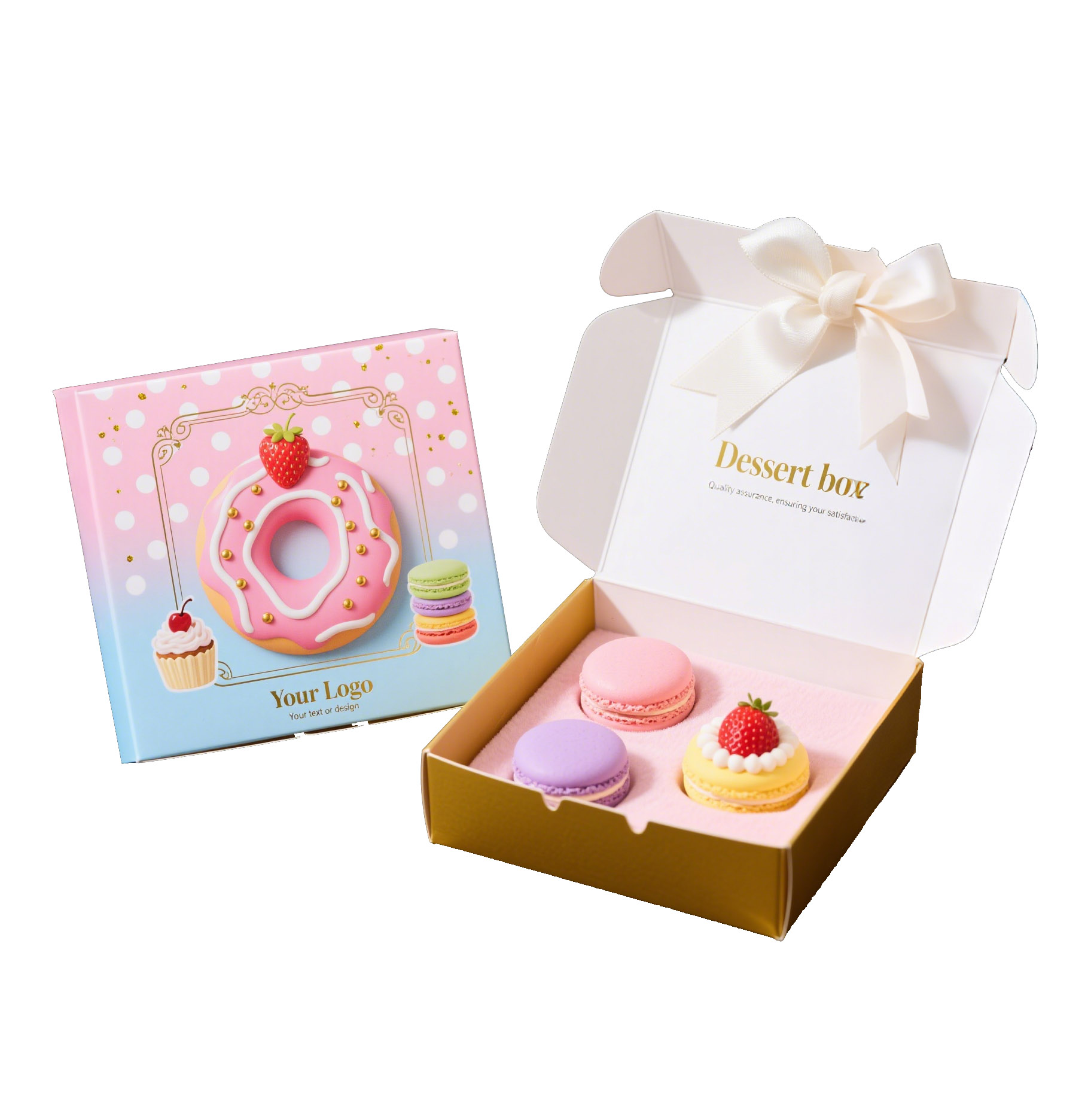 Donut Macaron Paper Packaging Boxes