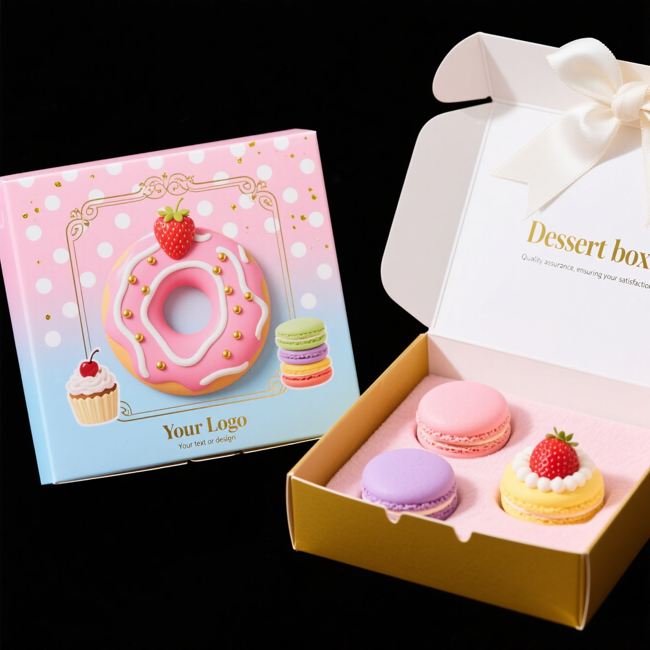 Donut Macaron Paper Packaging Boxes