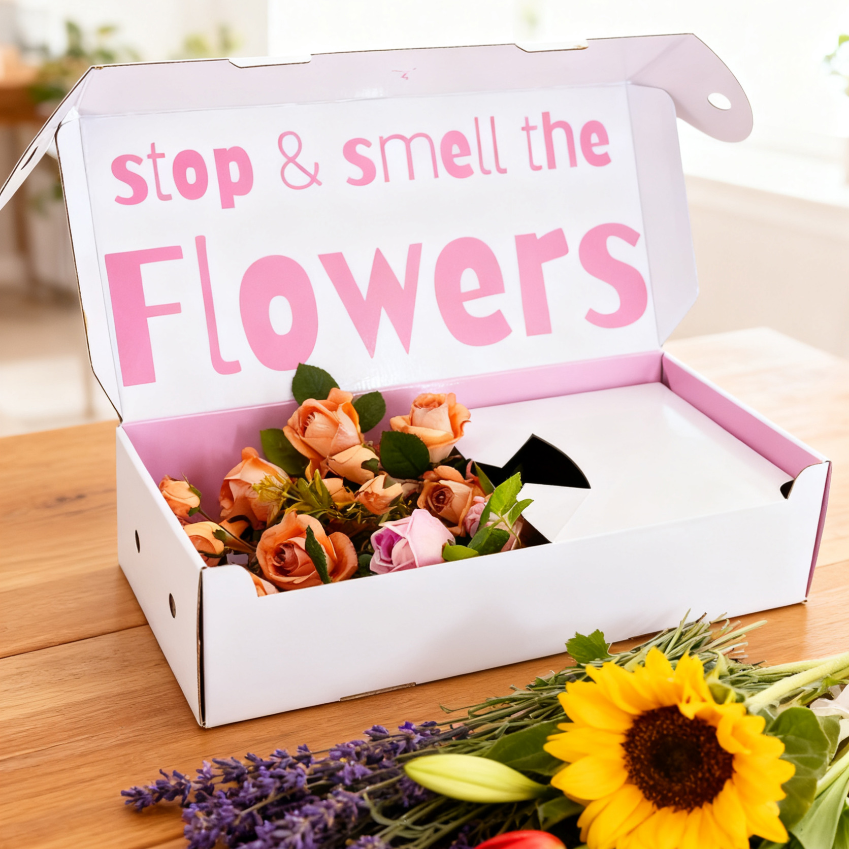Custom Corrugated Flower Packaging Mailer Box with Insert | Eco-friendly Paper Gift Box